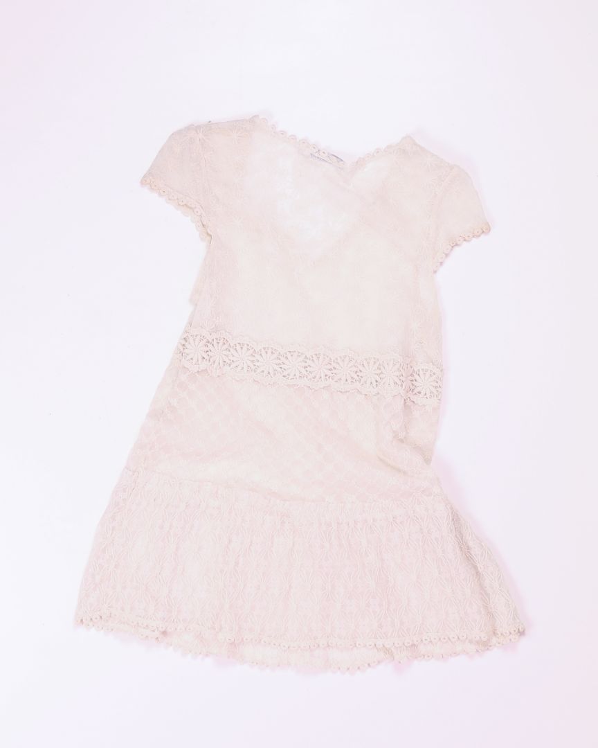 Cream Solitaire Y2K Sheer Blouse, S