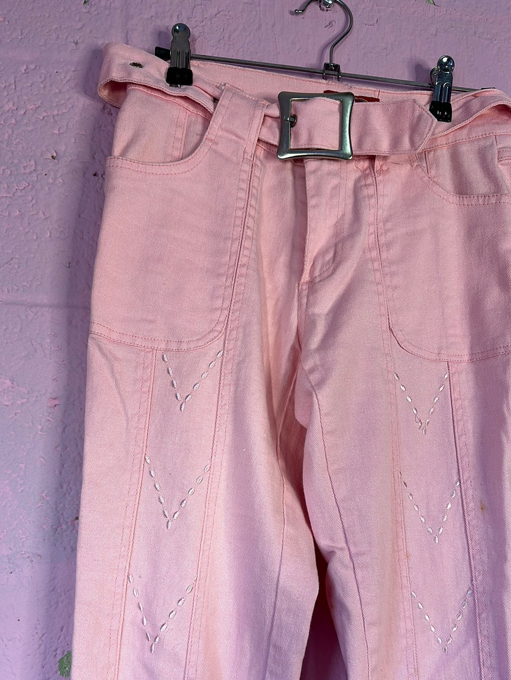 Pink Milly Jeans Flare Pants w Belt *AS IS*, 1/2