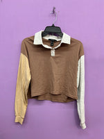 Brown Forever21 Color Block Long Sleeve, M