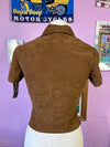 Brown Suede My Michelle Cropped Zip Up, S