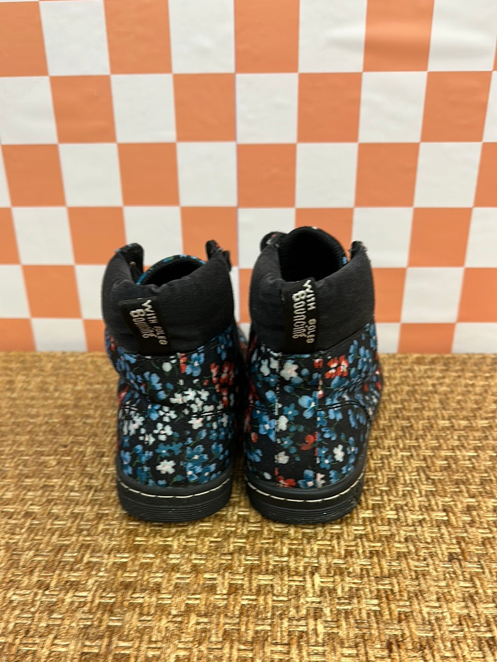 Black Doc Martens Floral High Top Sneakers, 8