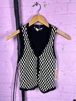 B&W Checkered Tricots Wool Vest, M