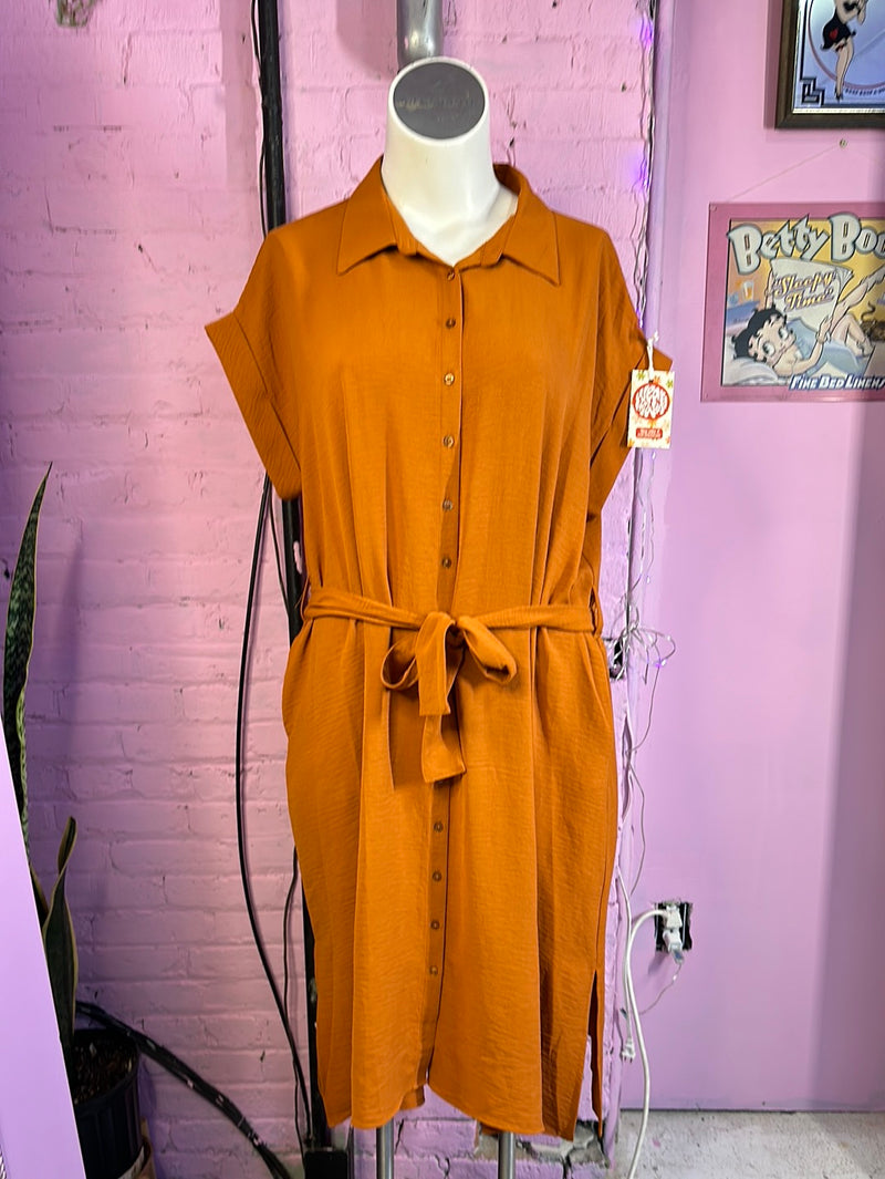 Orange Ophelia Roe Shirt Dress, 1X