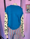 Blue  Ribbed Sweater, XL