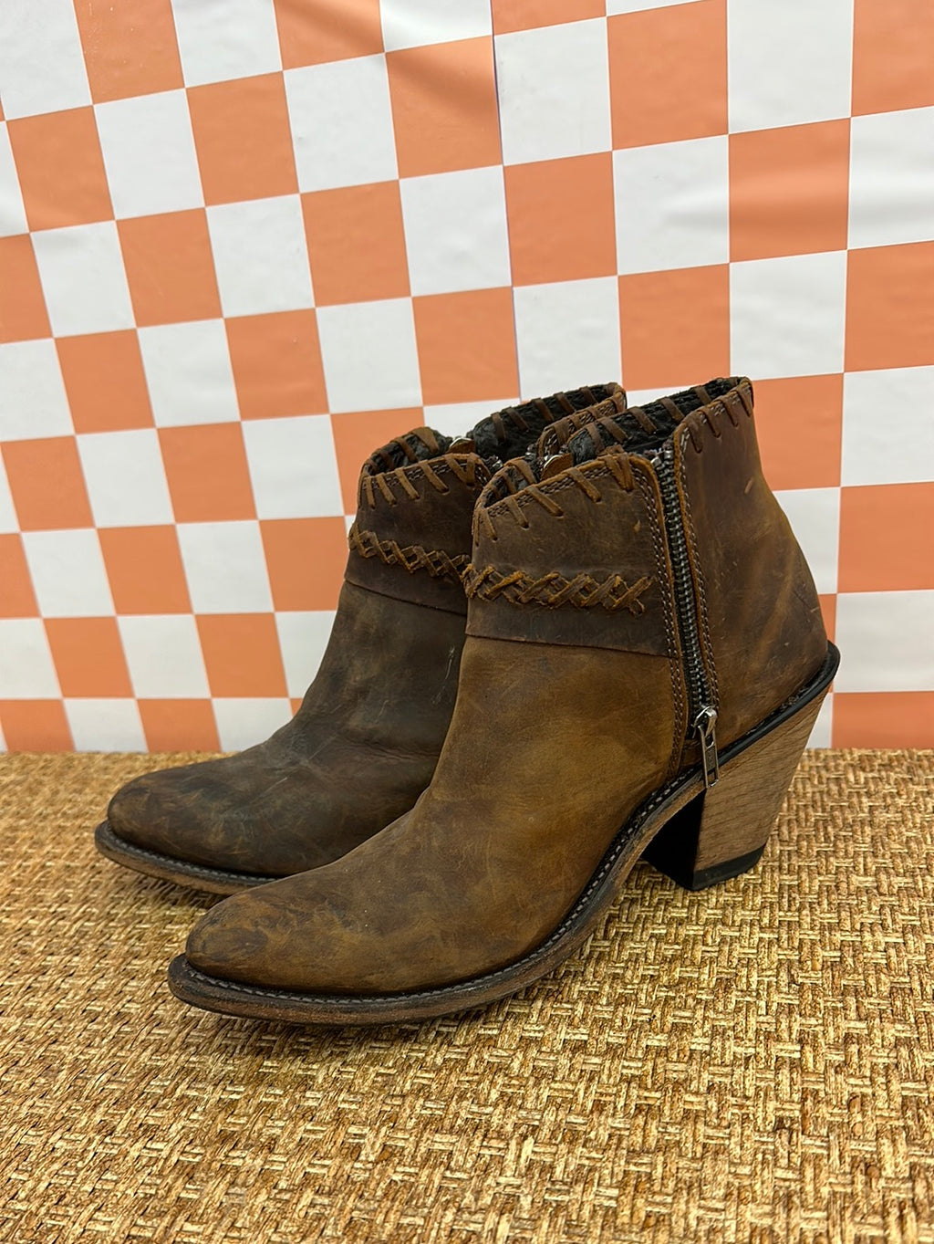Brown Old West Ankle Boot, 8.5
