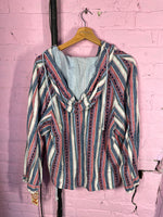 Red/Blue Striped Contempo Casuals Hoodie, S