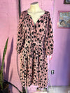 Pink/Black Floral Good Hart Pleated Tunic Dress, M