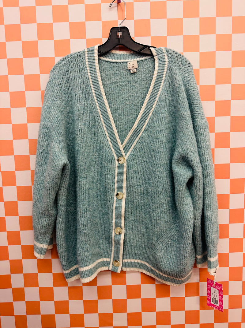 Blue A New Day Buttoned Sweater, 1XL