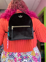 Black Kate Spade Velvet Mini Backpack