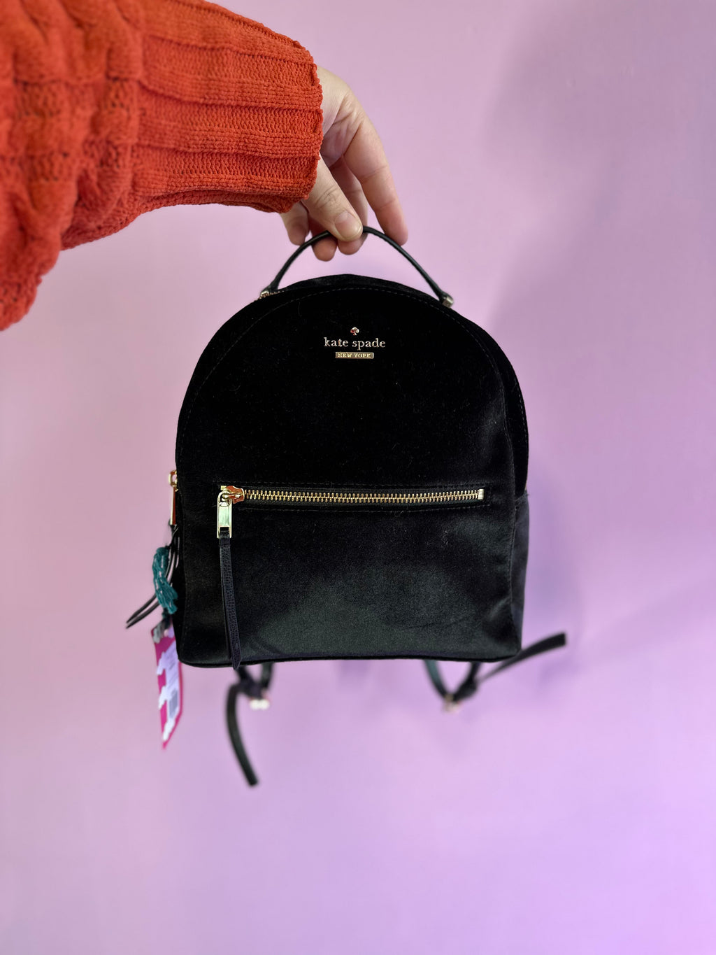 Black Kate Spade Velvet Mini Backpack Wear Forward Resale