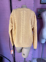 Yellow Eddie Bauer Cable Knit Crewneck Sweater, M