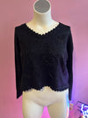 Black Carolyn Taylor Beaded Cropped Sweater, L