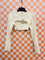Cream Pretty Garden Cropped Sweater, L