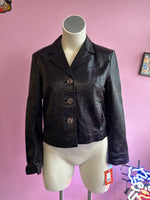Black Victor by Victor Alfaro Cropped Leather Jacket, 16