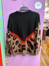 Black/Red Animal Print Maurices Casual Sweater, L