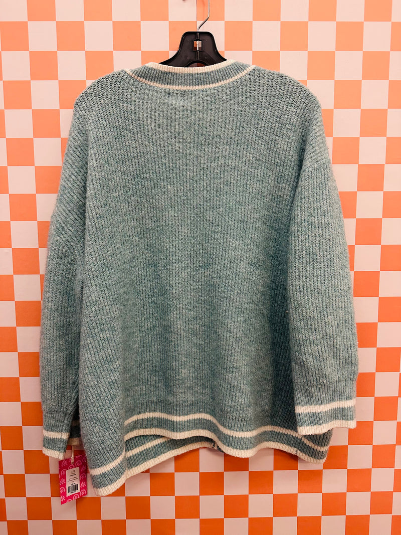 Blue A New Day Buttoned Sweater, 1XL