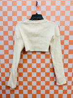 Cream Pretty Garden Cropped Sweater, L