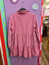 Pink Checkered Shein Button Down Tiered Dress, M