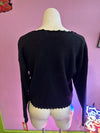 Black Carolyn Taylor Beaded Cropped Sweater, L