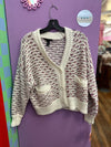 Purple/White Forever21 Buttoned Sweater, S