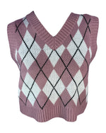 Pink  Argyle Sweater Vest, L