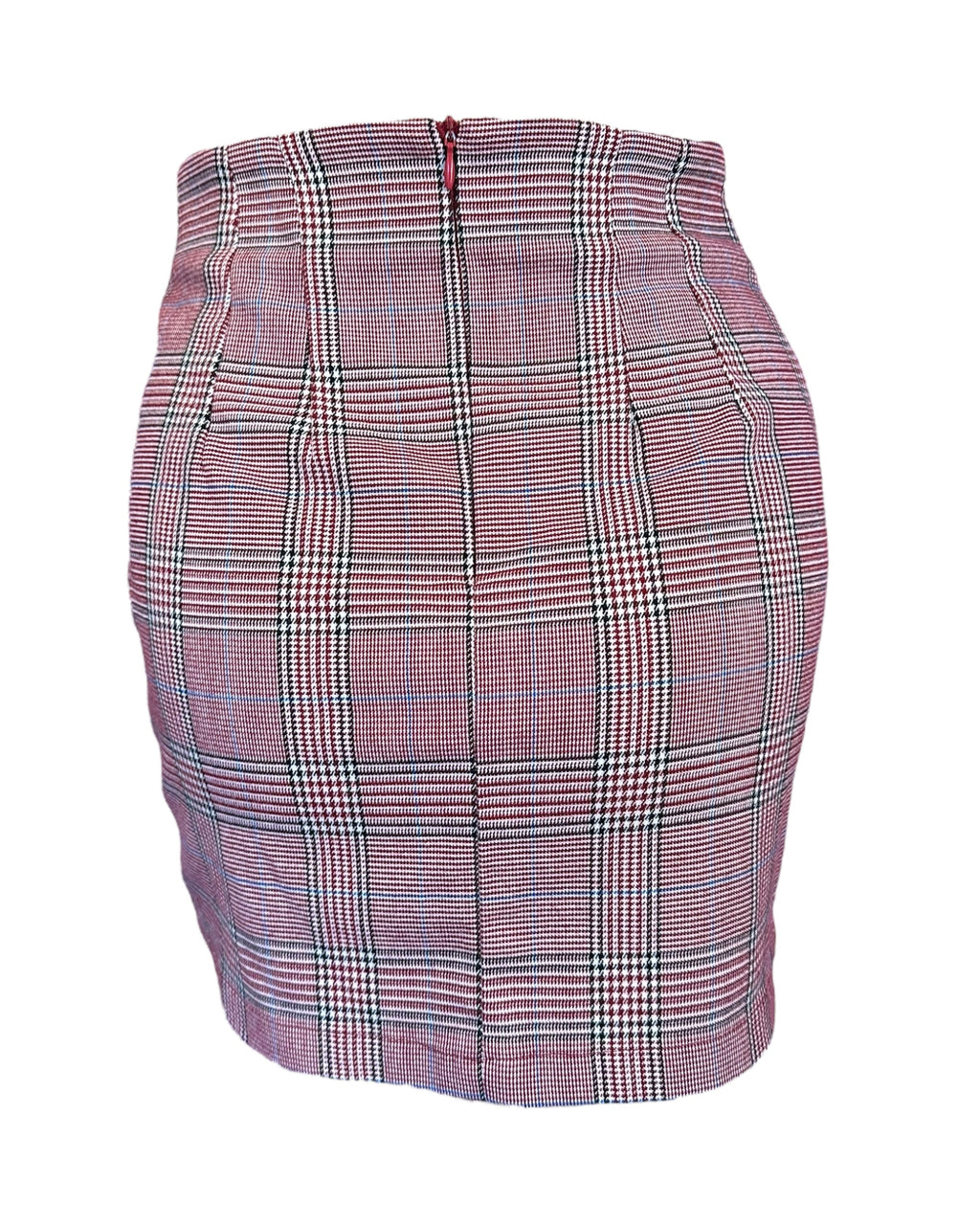 Red Plaid John Galt Mini Skirt, XS