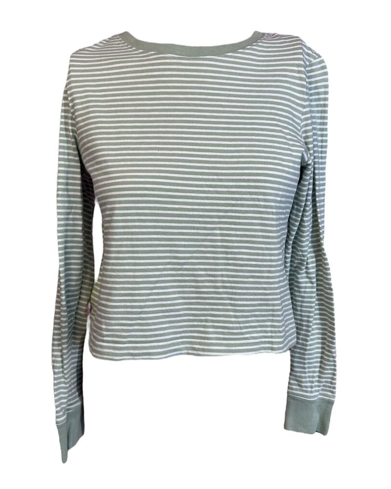 Green Forever21 Casual Striped Tee, S