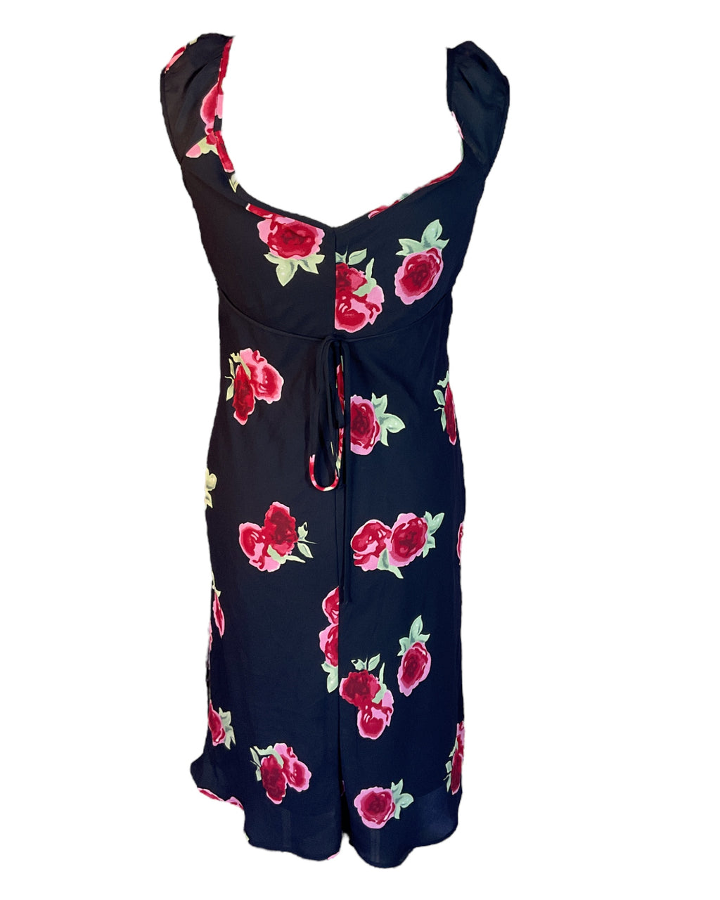 Black/Pink Floral Jonathon Martin Midi Dress, 11