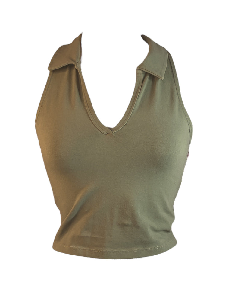 Green Abercrombie & Fitch Collared Tank, S