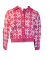 Pink Patterned Collared Cardigan, S