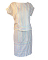 White Rainbow Stripe Easy Wear Blouse & Skirt Set, 10