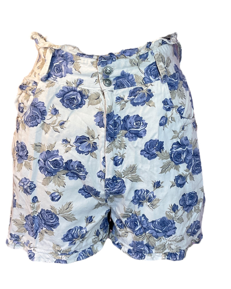 White Floral Browning ST Mom Shorts, 4