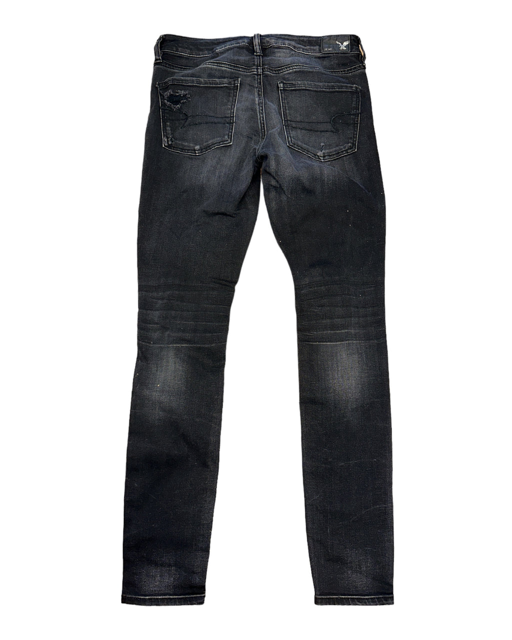 Black American Eagle Distressed Skinny Jeans, 6