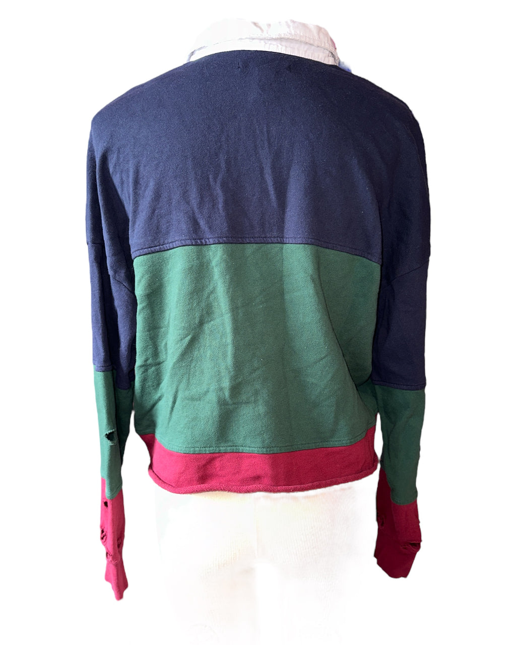 Blue/Green/Red Forever21 Collared Cropped Long Sleeve, S