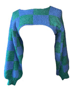 Green/Blue Checkered Pretty Little Thing Shrug Sweater, S