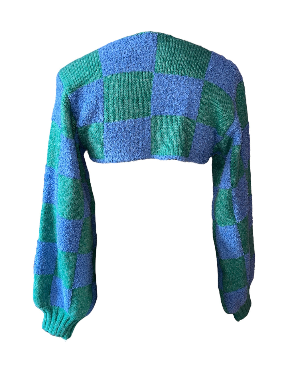 Green/Blue Checkered Pretty Little Thing Shrug Sweater, S