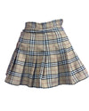 Tan Plaid Pleated Mini Skirt, XS