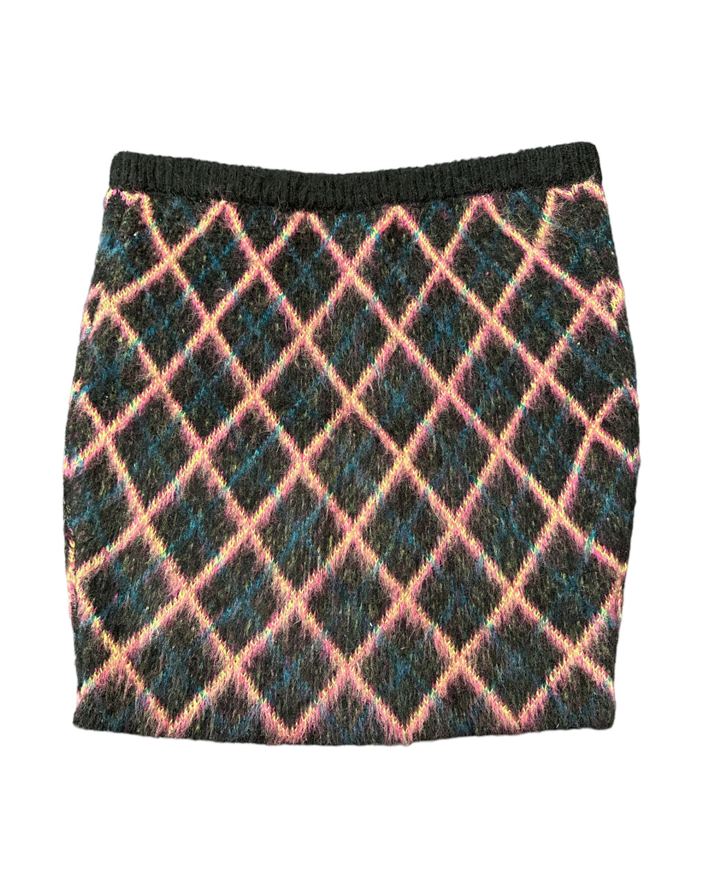 Black Plaid Ragged Mini Skirt, XL