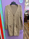 Brown  Buttoned Knit Duster, M