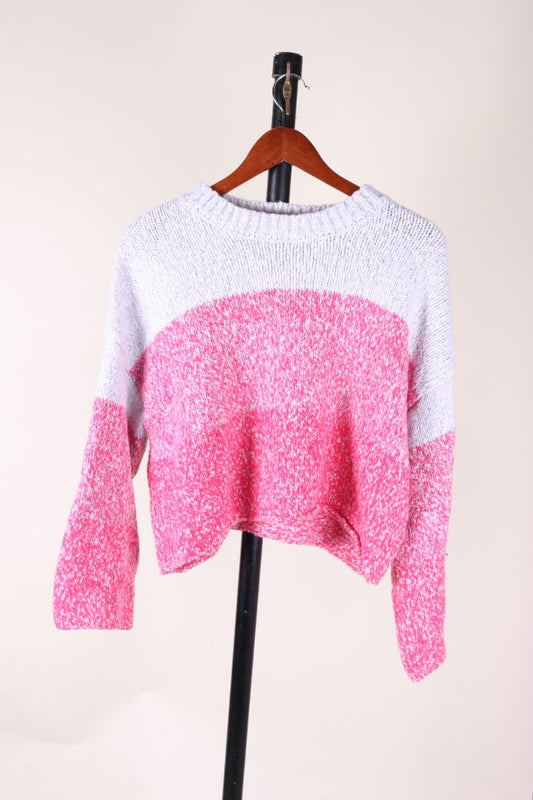 Gray/Pink Sincerely Jules Cropped Sweater, L