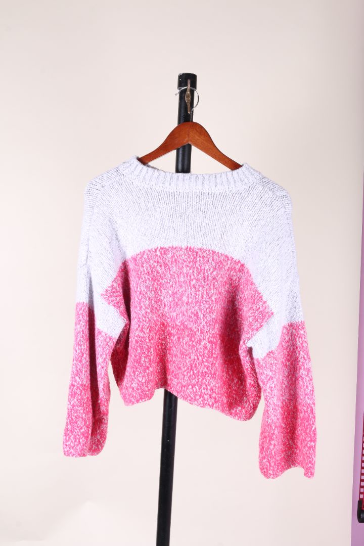 Gray/Pink Sincerely Jules Cropped Sweater, L