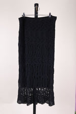 Black Dialogue Crochet Maxi Skirt, L