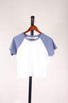 White/Blue Hollister Baby Tee, L