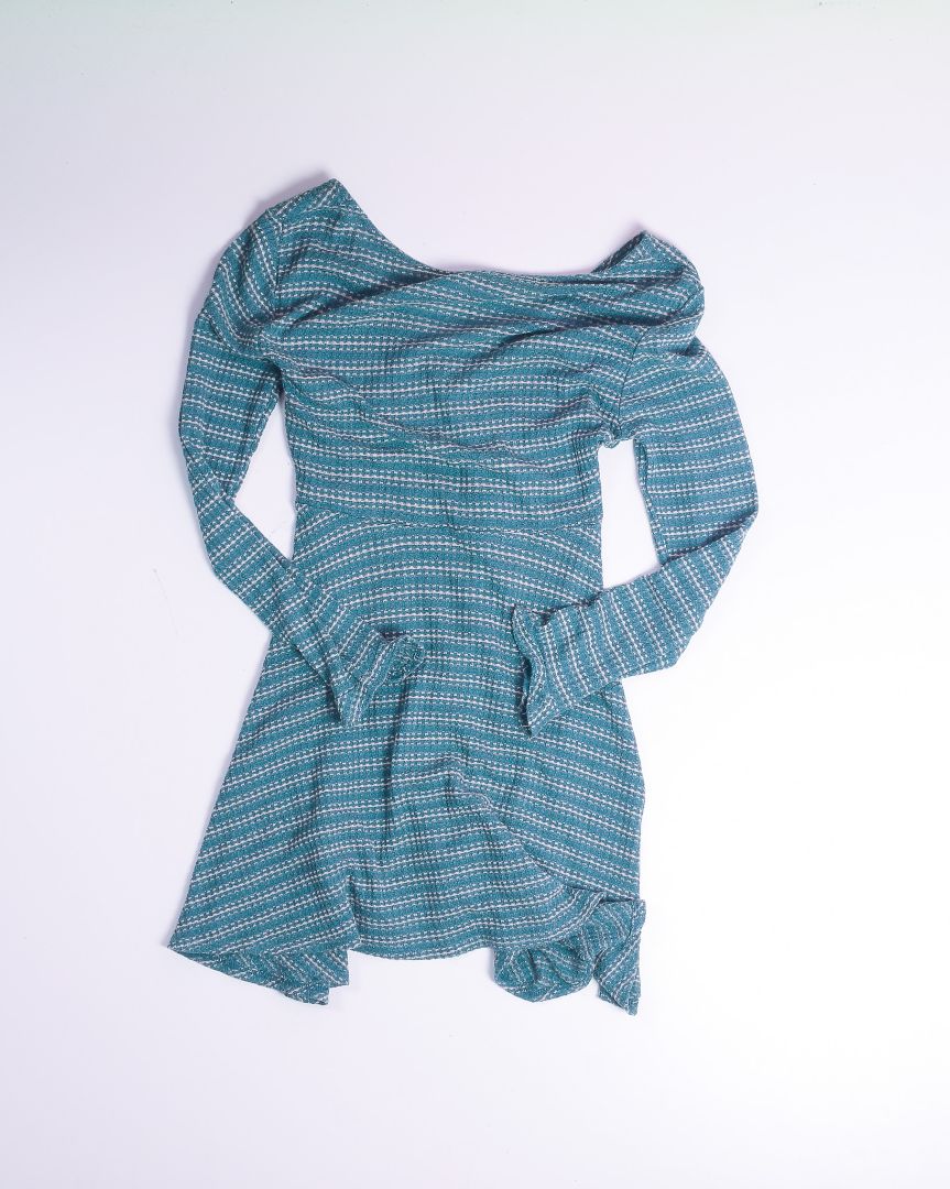 Teal Alya Peasant Dress, S