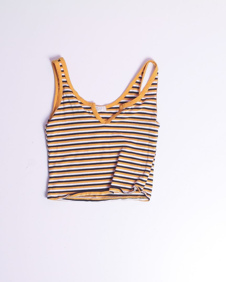 Yellow Heart & Hips Cropped Tank, S