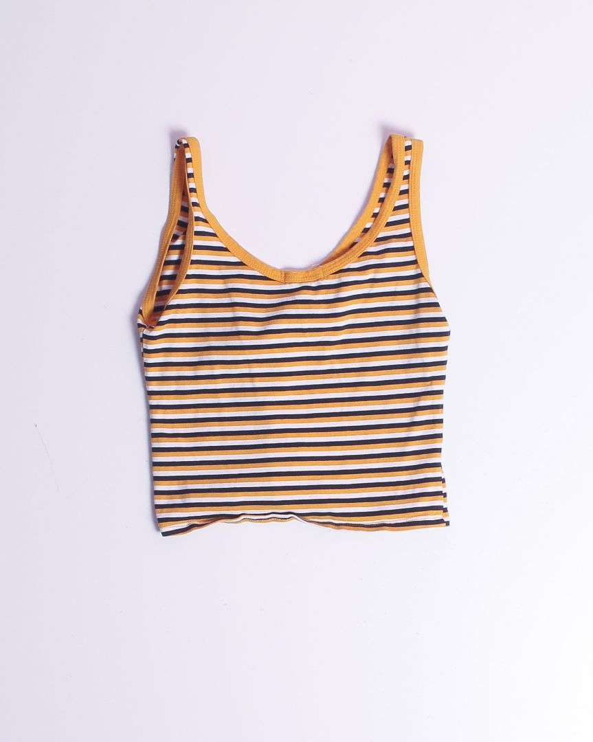 Yellow Heart & Hips Cropped Tank, S