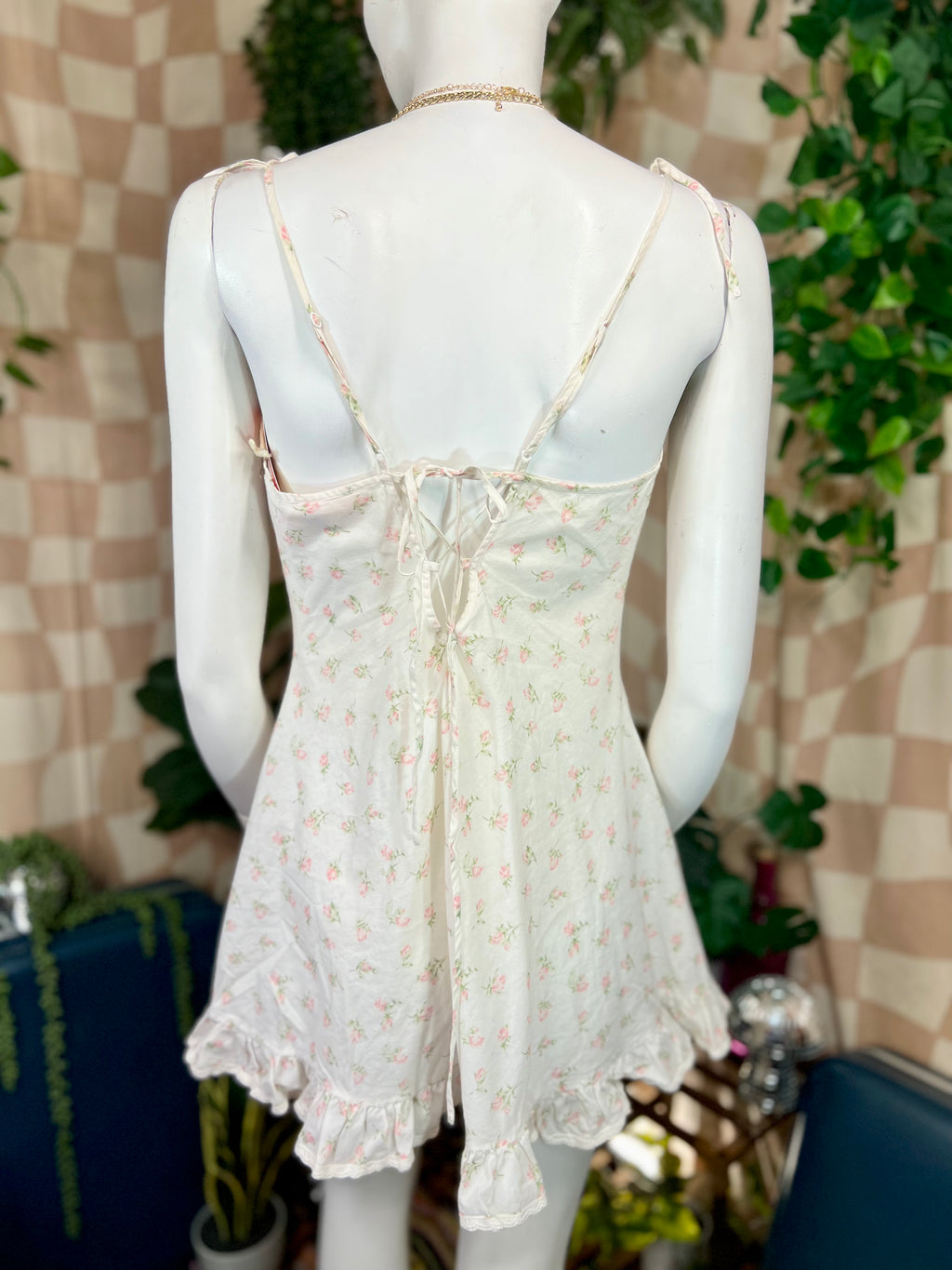Vintage Victorias Secret Lace Up Back Slip Dress, L