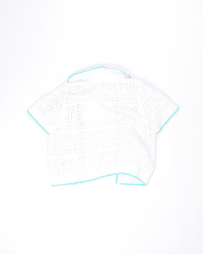 White 525 Crochet Button Down, M