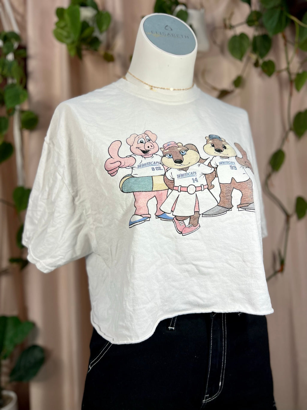 White Caps Mascots Cropped Tee, XL