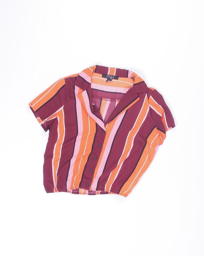 Red Forever21 Cropped Button Down, S
